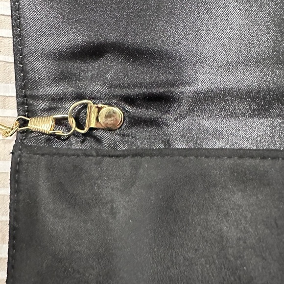 Women's Black Evening Bag Envelope Clutch Shoulder Crossbody Bag Faux Suede Gold - Picture 4 of 11